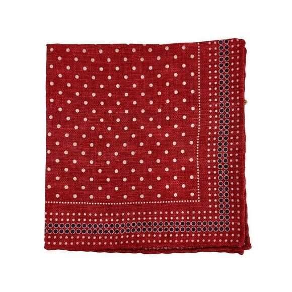 NWT Brunello Cucinelli Men’s Double-Face Silk Pocket Square - Polka Dot & Hounds - Picture 2 of 8